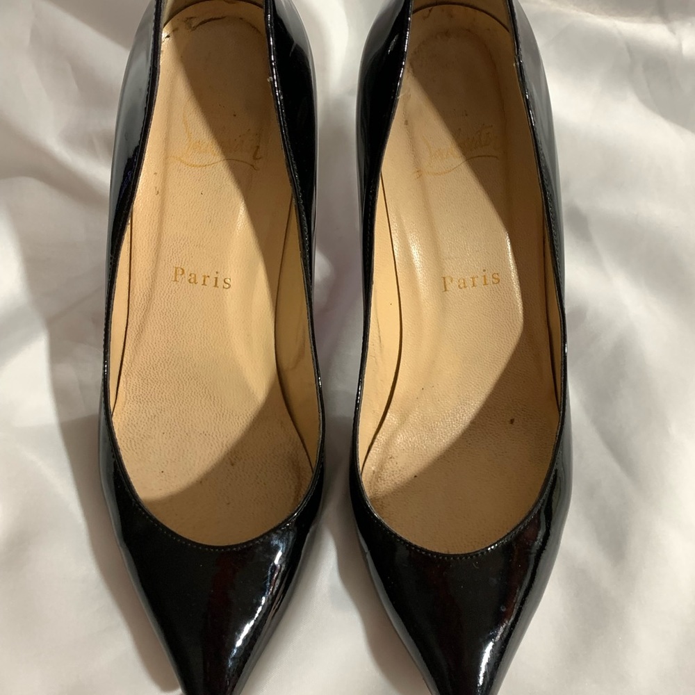 CHRISTIAN LOUBOUTIN size 37 black patent leather STILLETO pumps - Picture 4 of 12